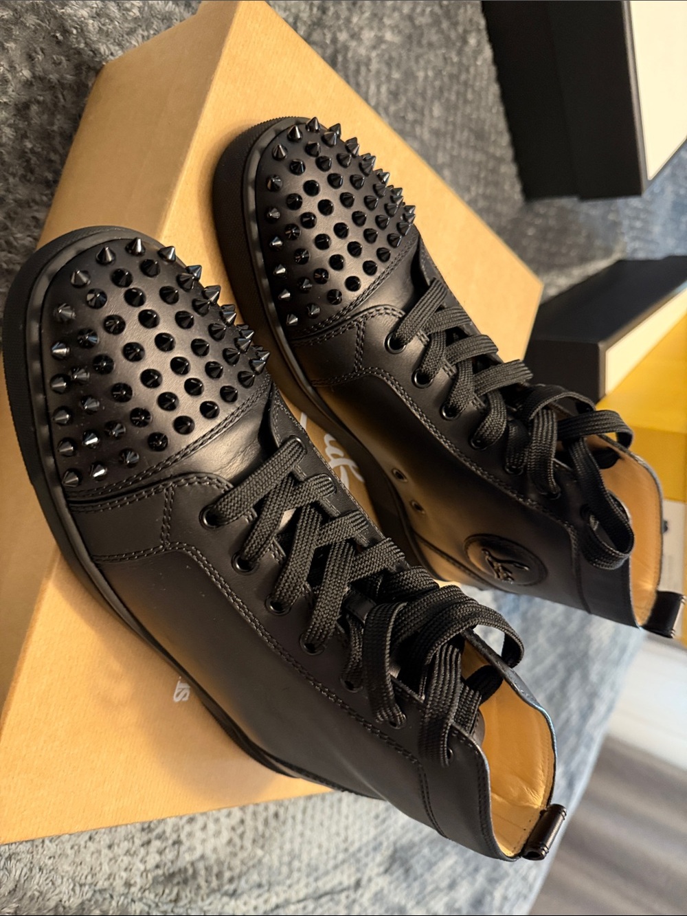 Christian Louboutin Black Spiked High-Top Sneakers